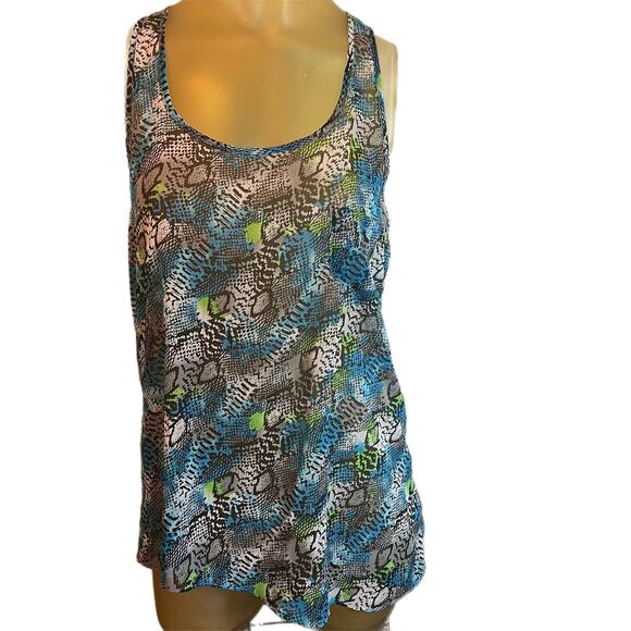 Miley Cyrus Animal Skin Multicolored Print Tank Top Shirt Size Large. - Picture 1 of 9